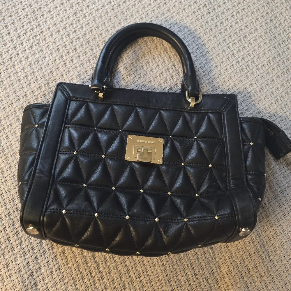 MICHAEL KORS BLACK TINA SMALL SATCHEL - Picture 2 of 4